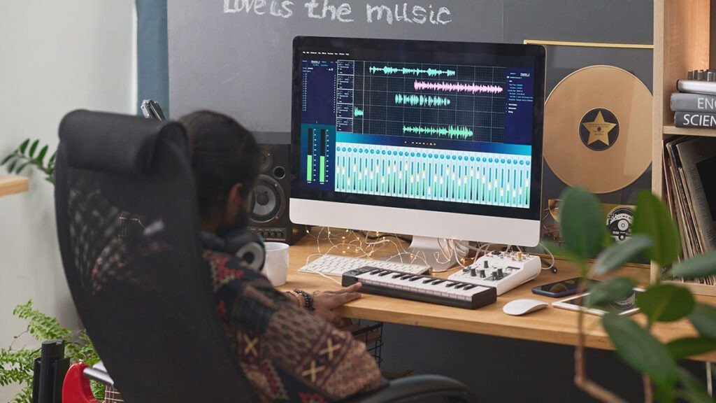 Close-up of mastering software screen at a professional studio in Bhubaneswar